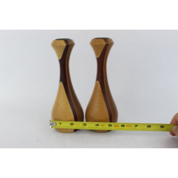 MCM Wood Candlestick Holders Sculpted Pair, Once Upon a Tree Vermont, 7.5 Inch - Picture 11 of 12